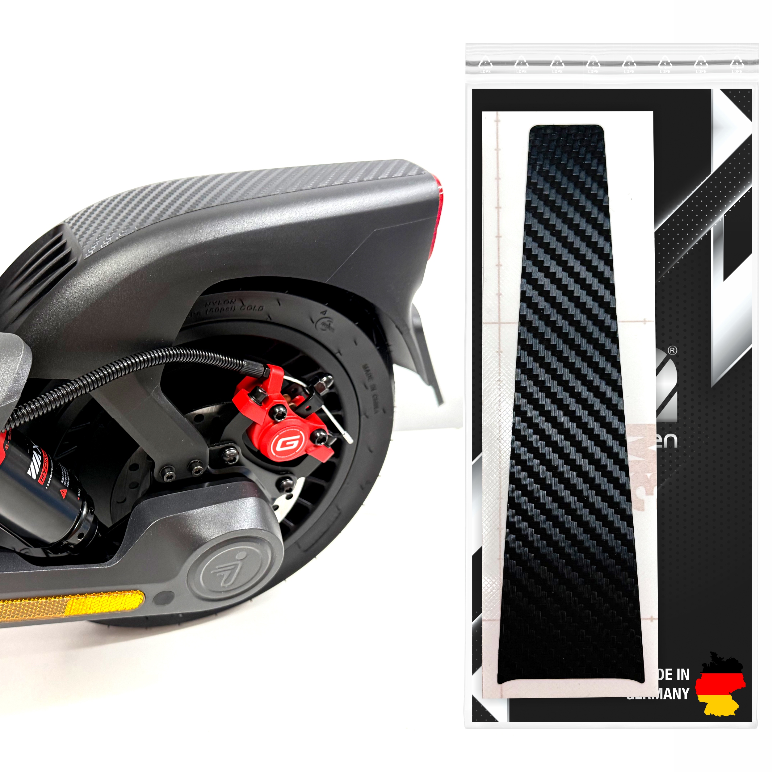 Schutzblech Aufkleber Carbon Optik geeignet für Segway Ninebot MAX G3 D E-Scooter G3D