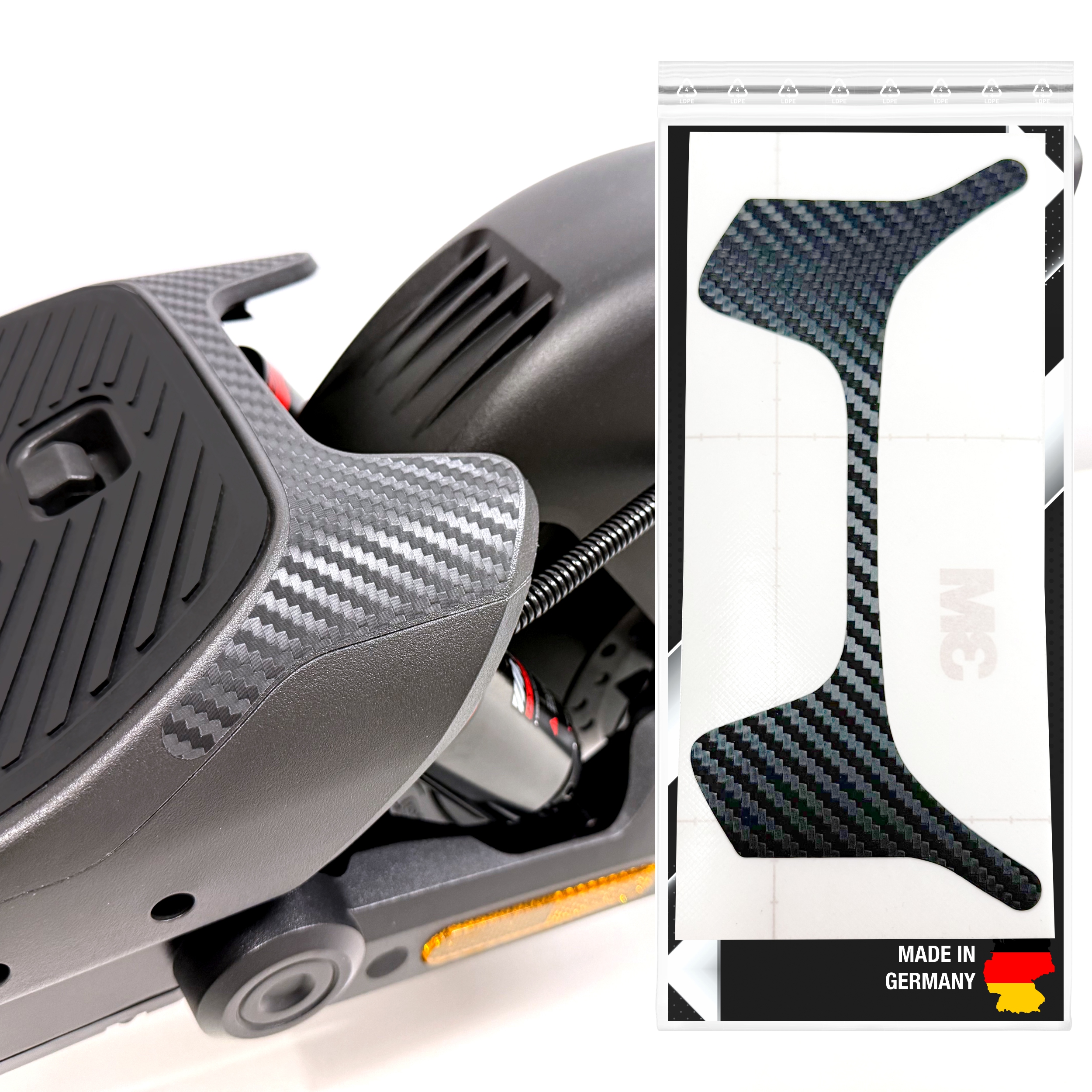 Spoiler Aufkleber Carbon Optik geeignet für Segway Ninebot MAX G3 D E-Scooter G3D